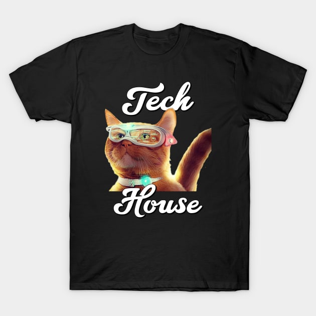 TECH HOUSE  - Future Cat T-Shirt by DISCOTHREADZ 